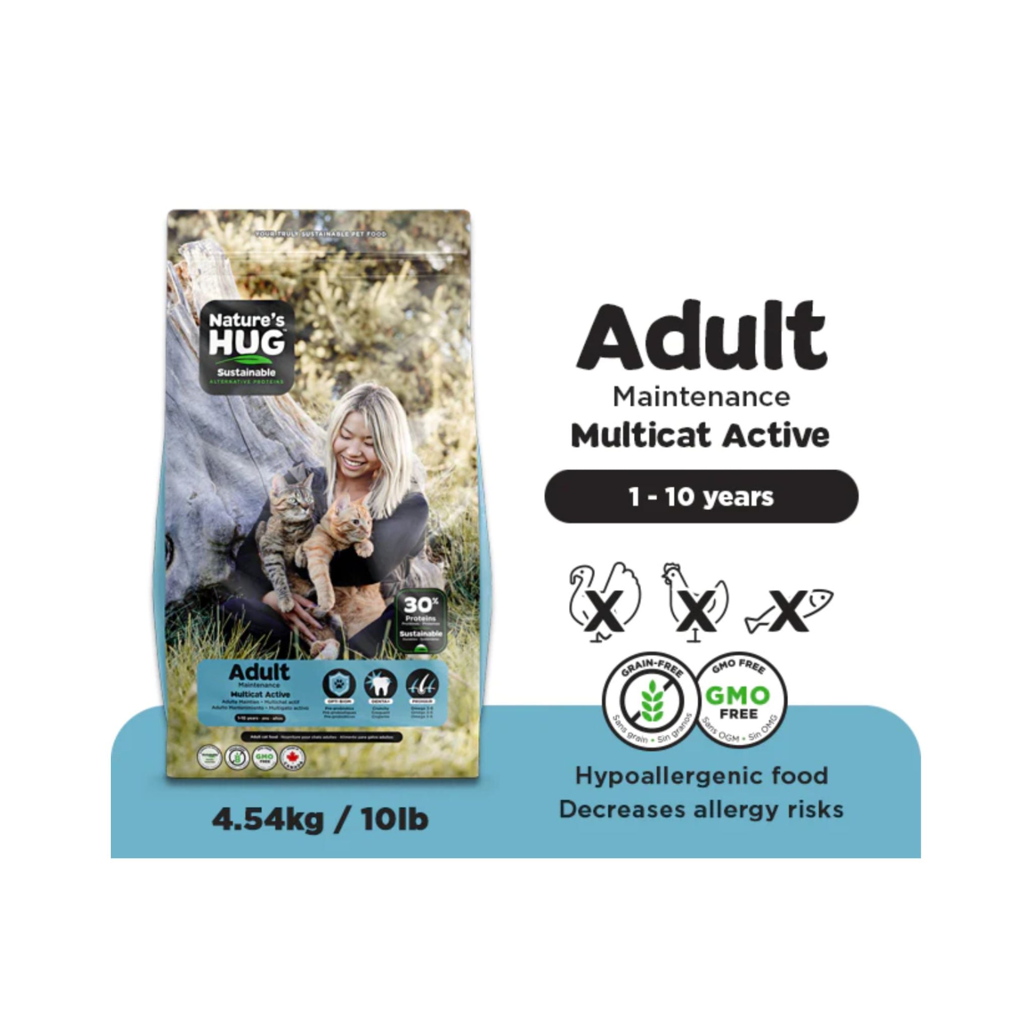 Nature'S Hug Dry Cat Food Adult Cat Original Multicat Active 4.54 Kg For Cats