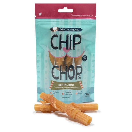 Chip Chops Dental Treats Peanut Butter Roll With Real Chicken 80g - Rufftail