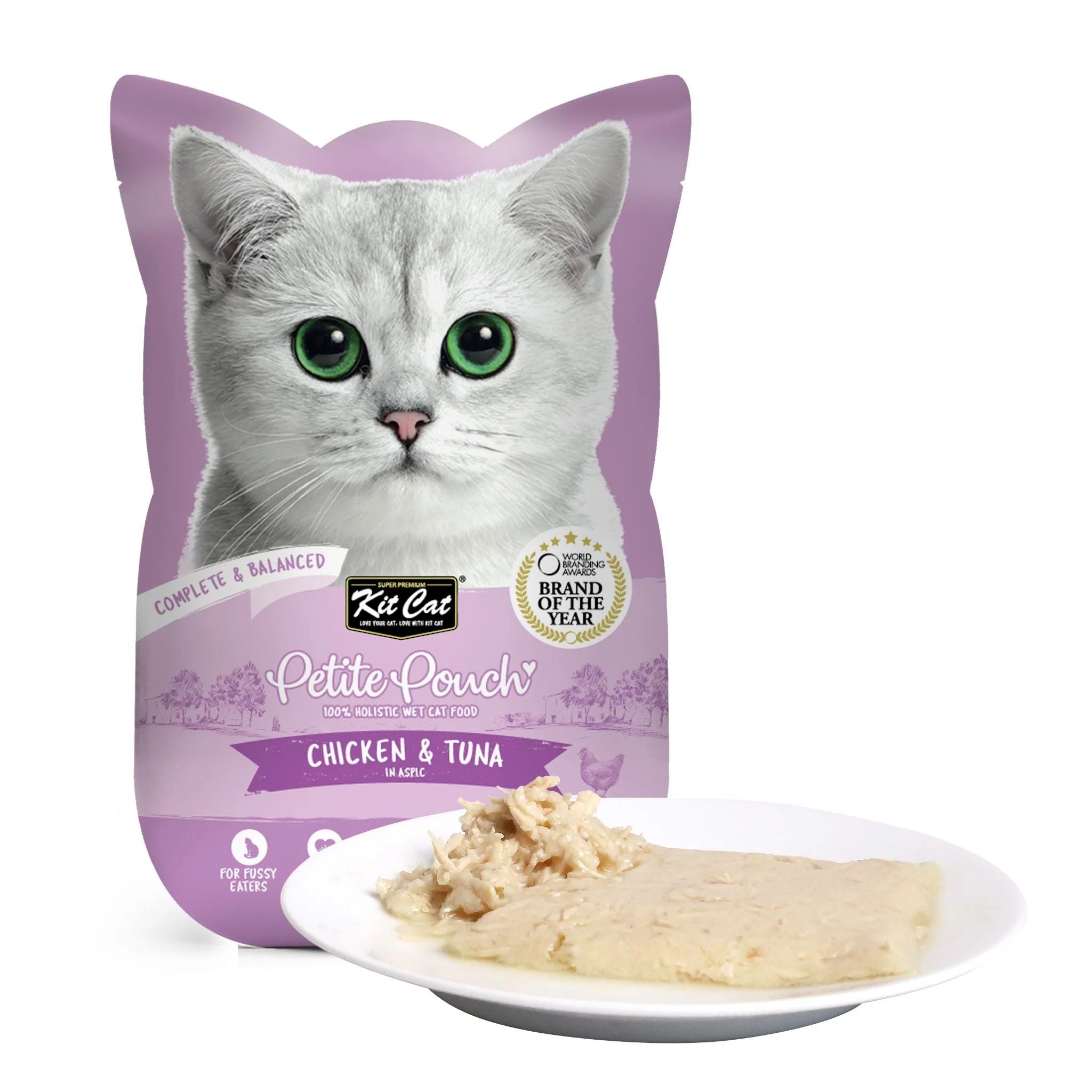 Kit Cat Petite Pouch Complete & Balanced Wet Cat Food - Chicken & Tuna in Aspic 70g For Cats