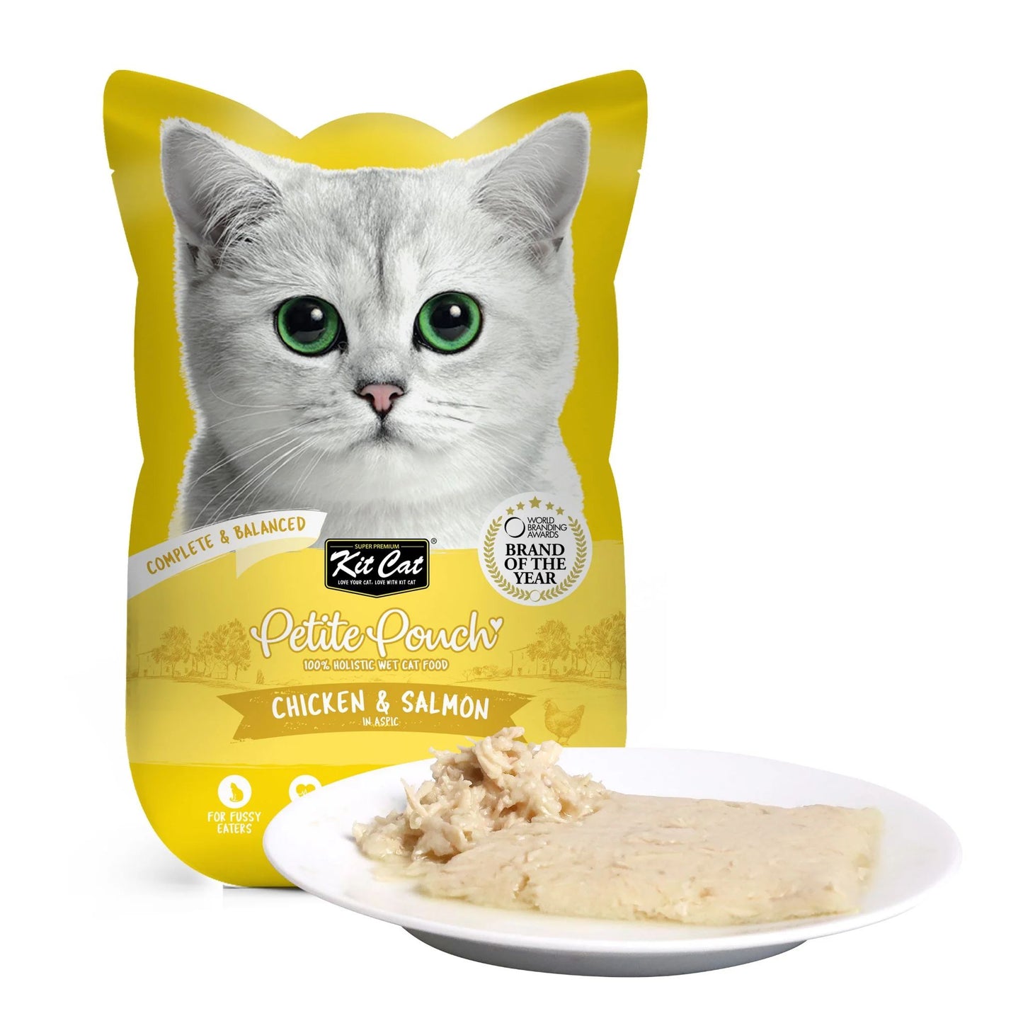 Kit Cat Petite Pouch Complete & Balanced Wet Cat Food - Chicken & Salmon in Aspic 70g For Cats