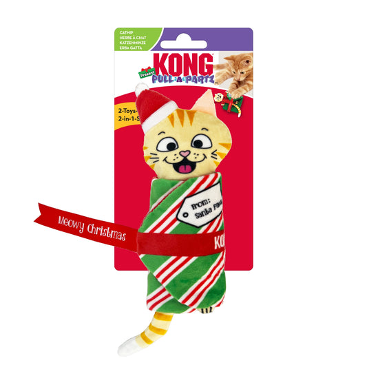 KONG Holiday Pull-A-Part Present Cat Toys- Fun & Engaging Toys