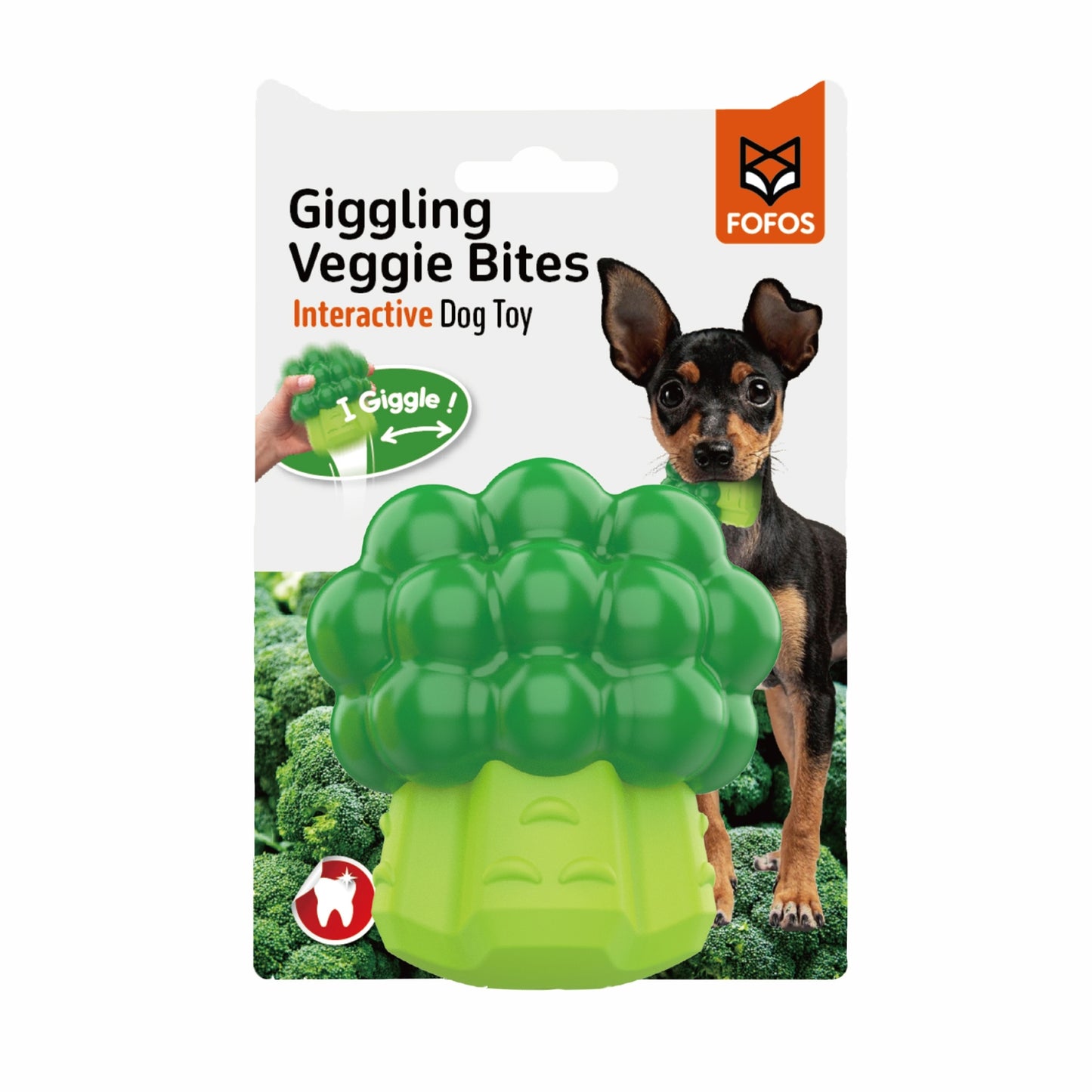 FOFOS Giggling Vegi-Bites Dog Toy Broccoli