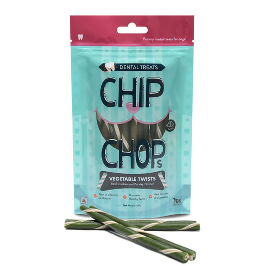 Chip Chops Dental Treats Vegetable Twists Real Chicken and Parsley 100g