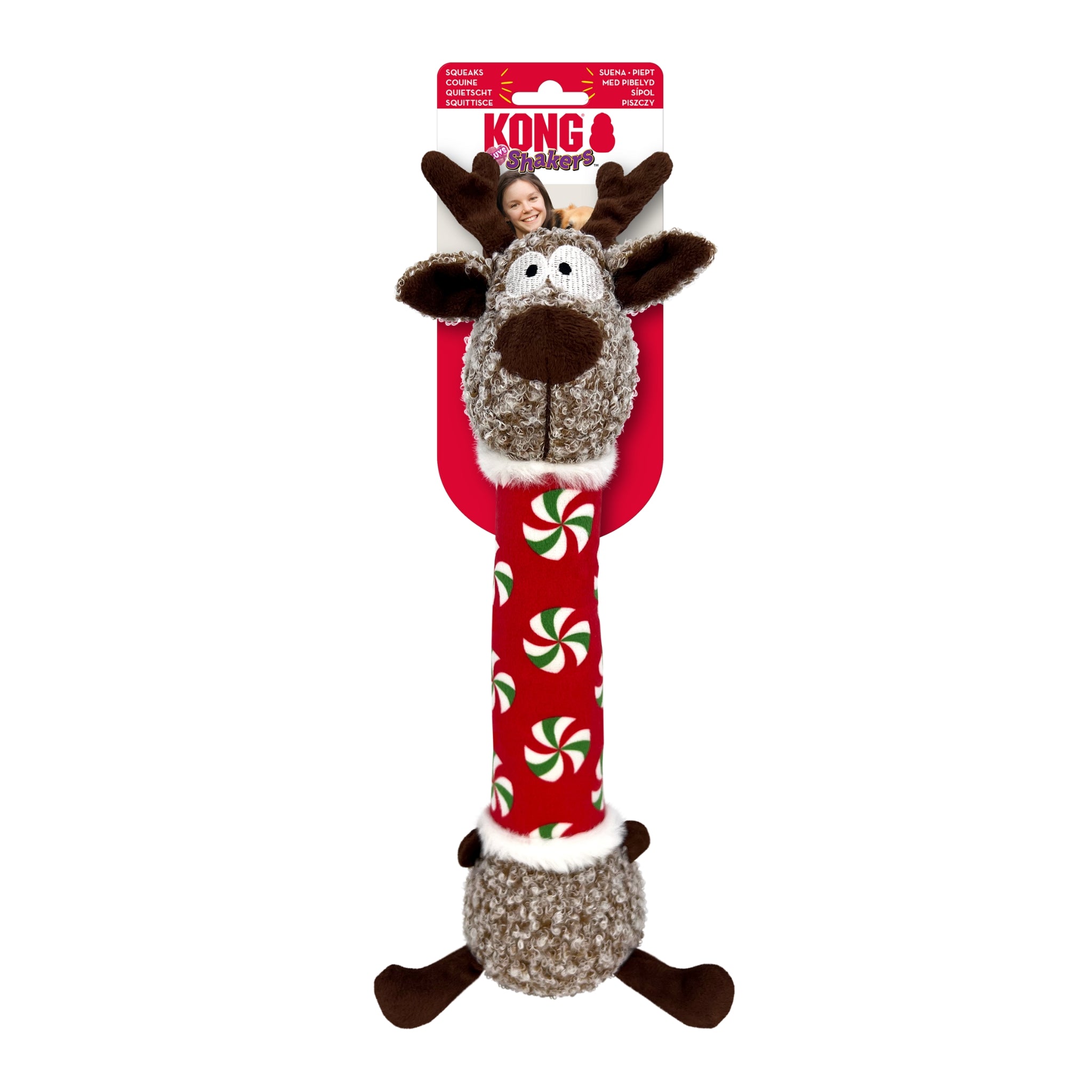 KONG Holiday Shakers Luvs Reindeer Dog Toy – Durable & Festive Fun