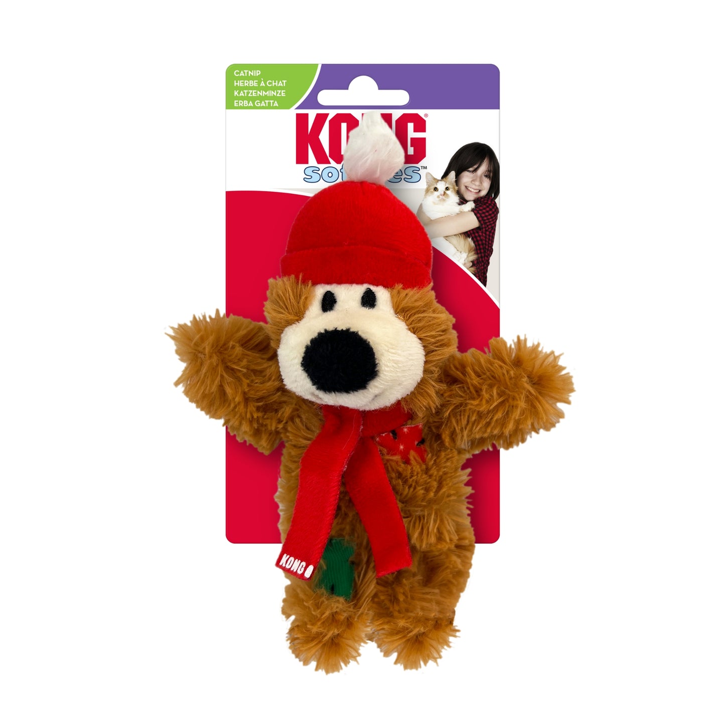 KONG Holiday Softies Bear Cat Toys- Festive & Engaging Toy