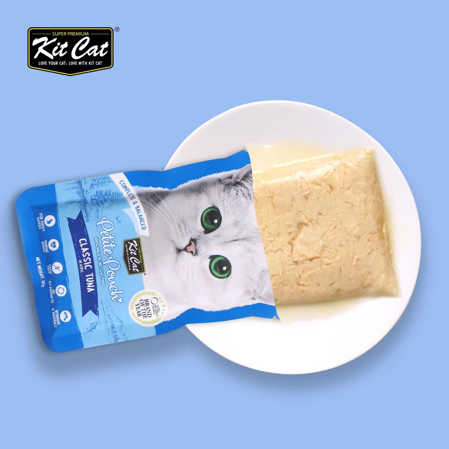 Kit Cat Petite Pouch Complete & Balanced Wet Cat Food - Classic Tuna in Aspic 70g For Cats