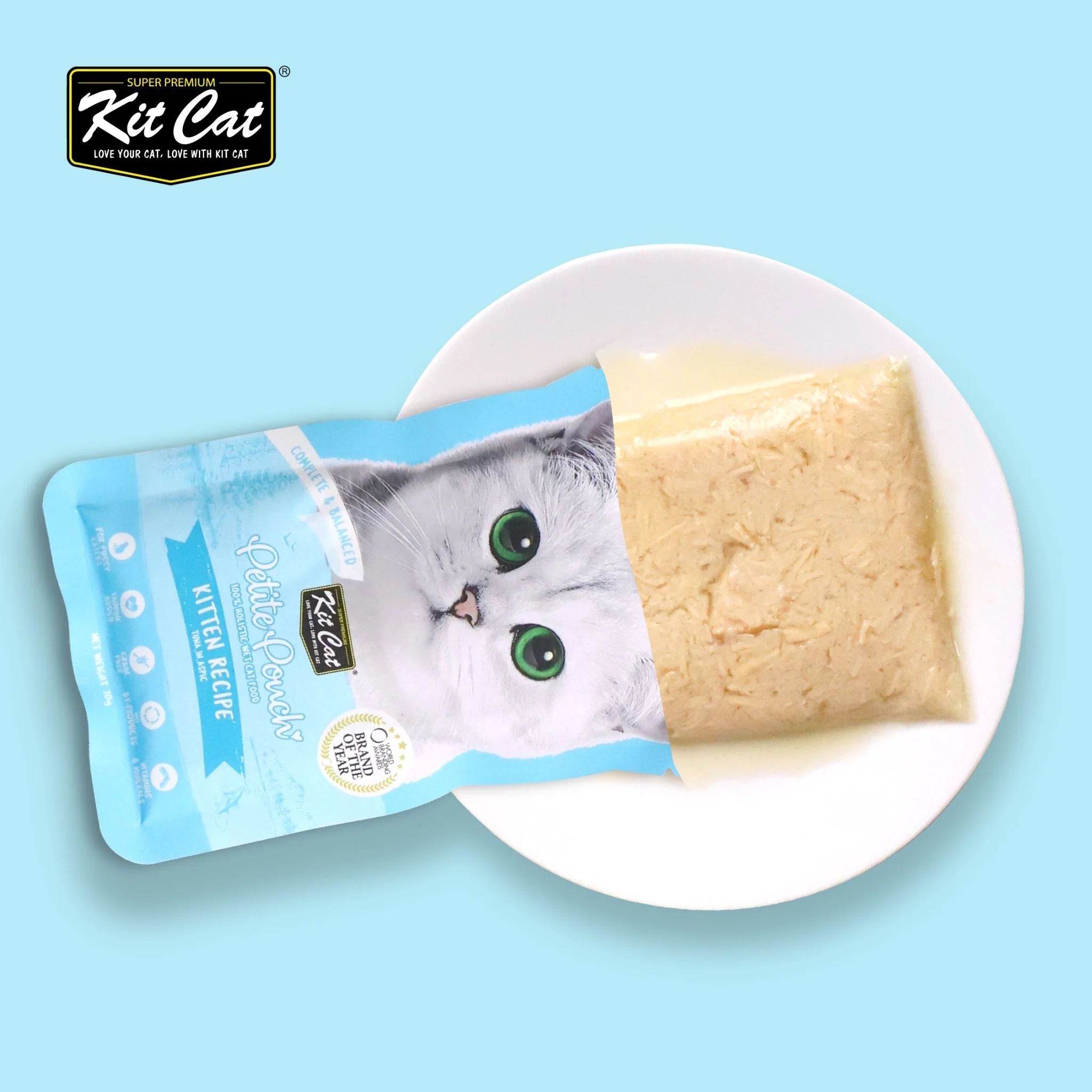 Kit Cat Petite Pouch Complete & Balanced Wet Cat Food - Kitten Tuna in Aspic 70g For Cats