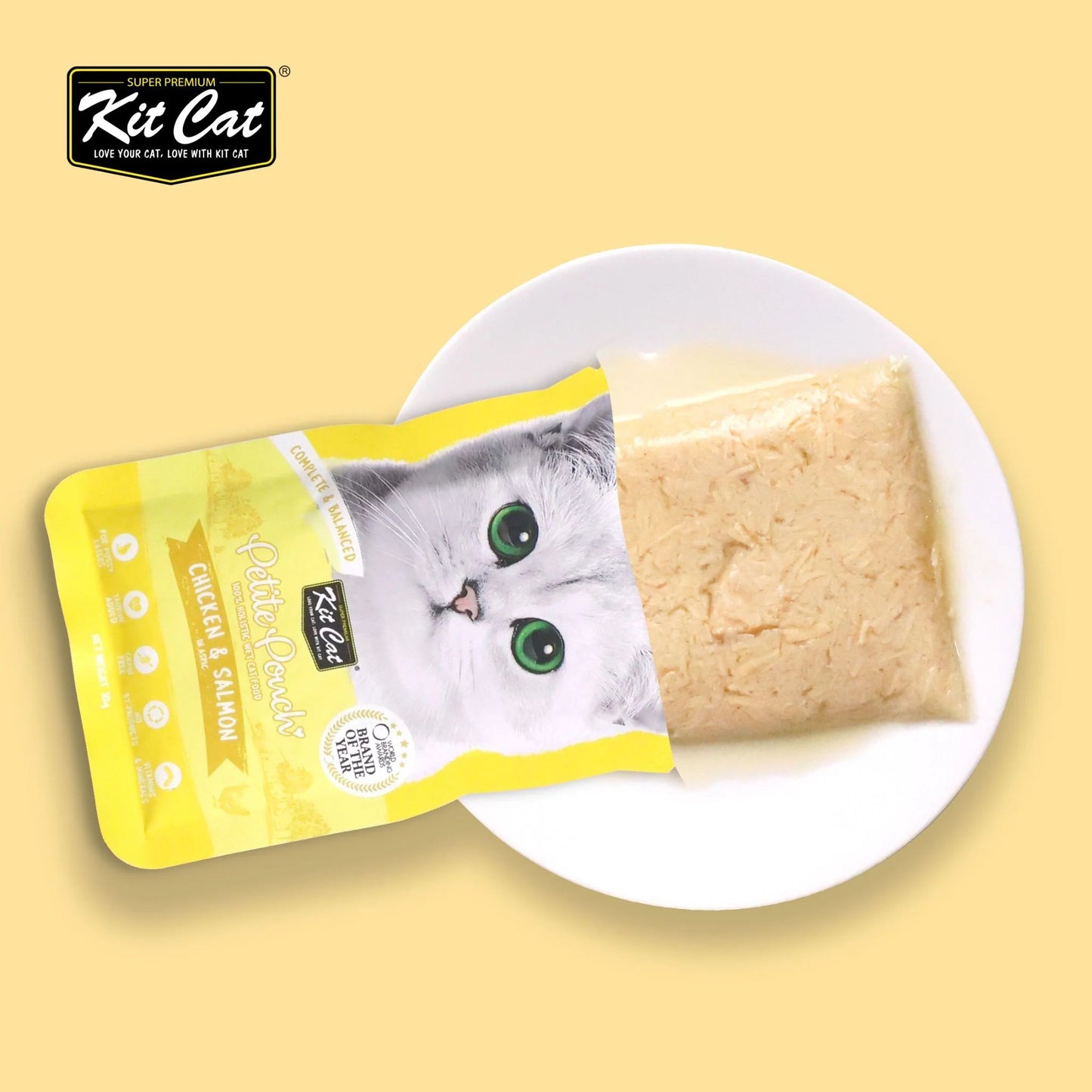 Kit Cat Petite Pouch Complete & Balanced Wet Cat Food - Chicken & Salmon in Aspic 70g For Cats