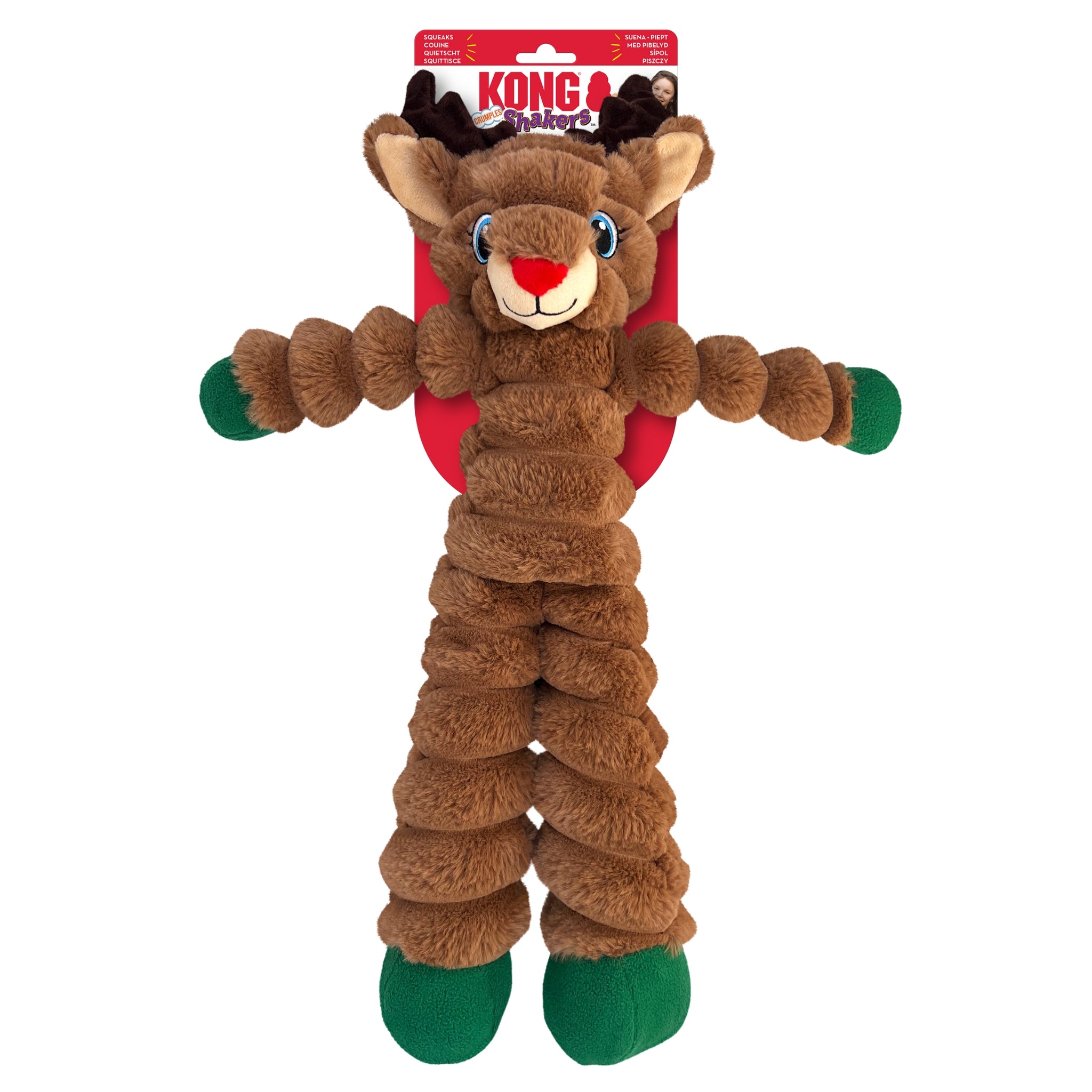 KONG Holiday Shakers Crumples Reindeer Dog Toy - Durable & Festive