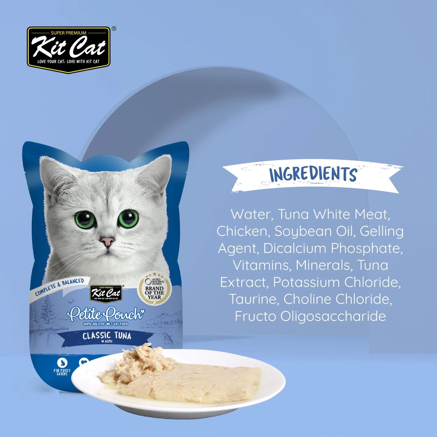 Kit Cat Petite Pouch Complete & Balanced Wet Cat Food - Classic Tuna in Aspic 70g For Cats