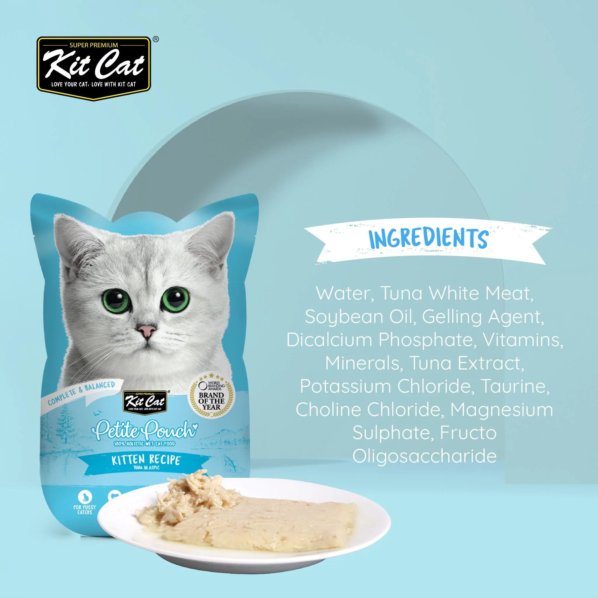 Kit Cat Petite Pouch Complete & Balanced Wet Cat Food - Kitten Tuna in Aspic 70g For Cats