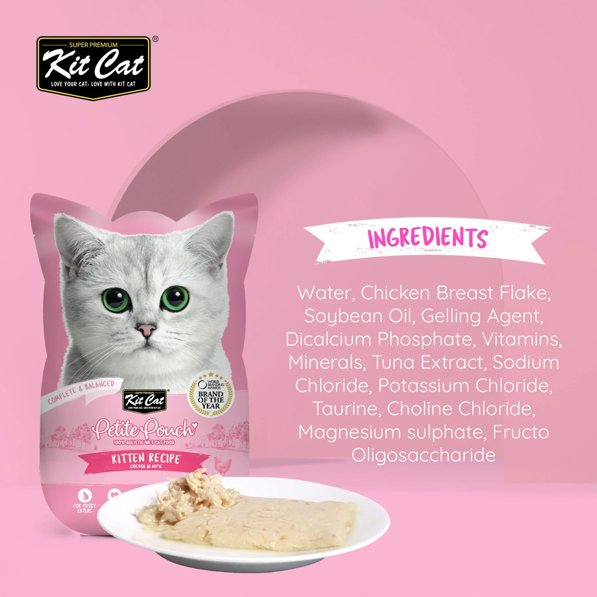 Kit Cat Petite Pouch Complete & Balanced Wet Cat Food - Kitten Chicken in Aspic 70g For Cats