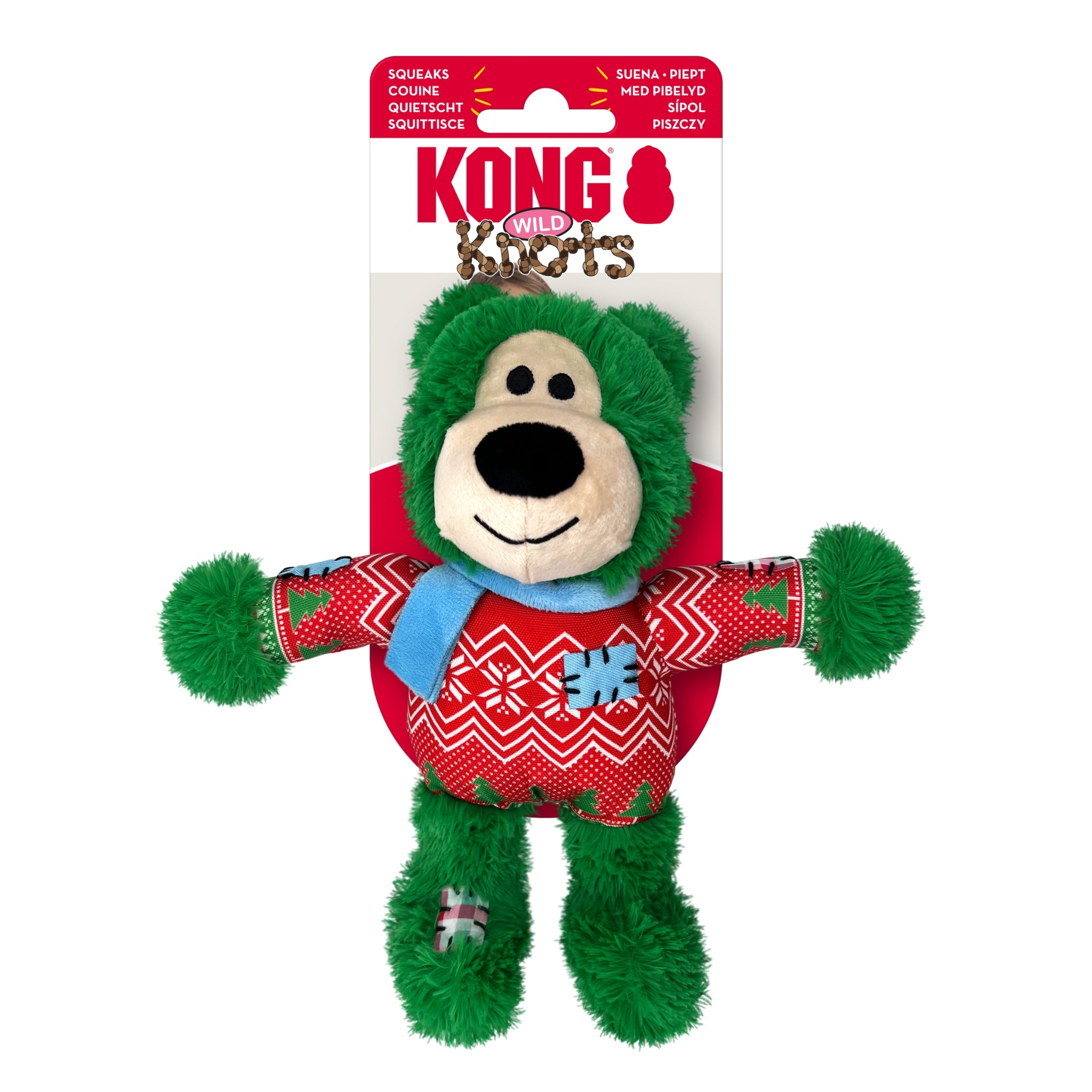 KONG Holiday Wild Knots Bear Dog Toys – Durable & Festive Fun