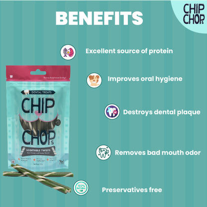 Chip Chops Dental Treats Vegetable Twists Real Chicken and Parsley 100g