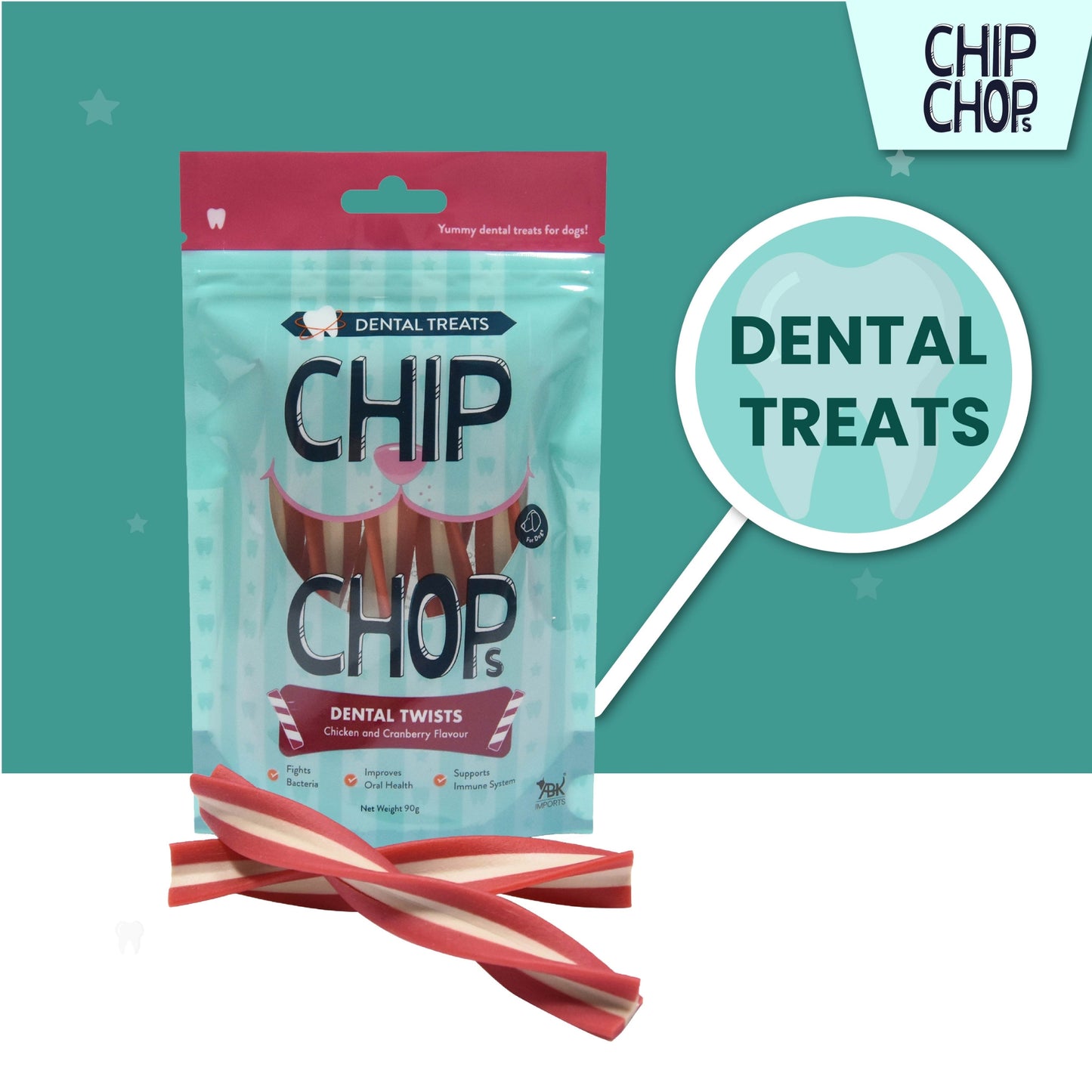 Dental Treats Chicken Chewing Curls With Cranberry 90g