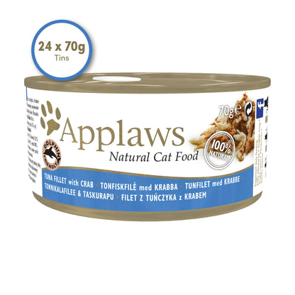 Applaws Cat Wet Food 70g Tuna Fillet with Crab in Broth For Cat