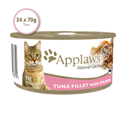 Applaws Cat Wet Food 70g Tuna Fillet and Prawns in Broth For Cat