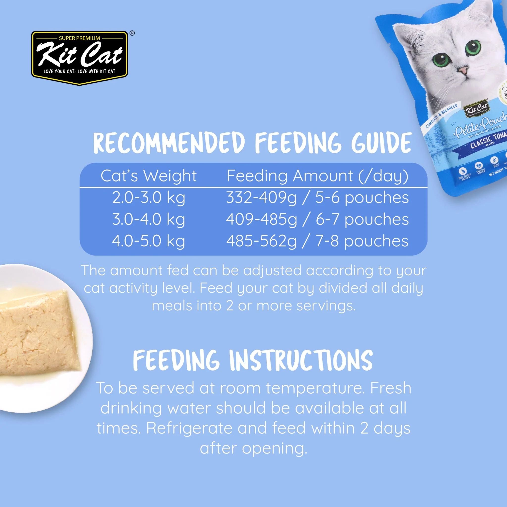 Kit Cat Petite Pouch Complete & Balanced Wet Cat Food - Classic Tuna in Aspic 70g For Cats