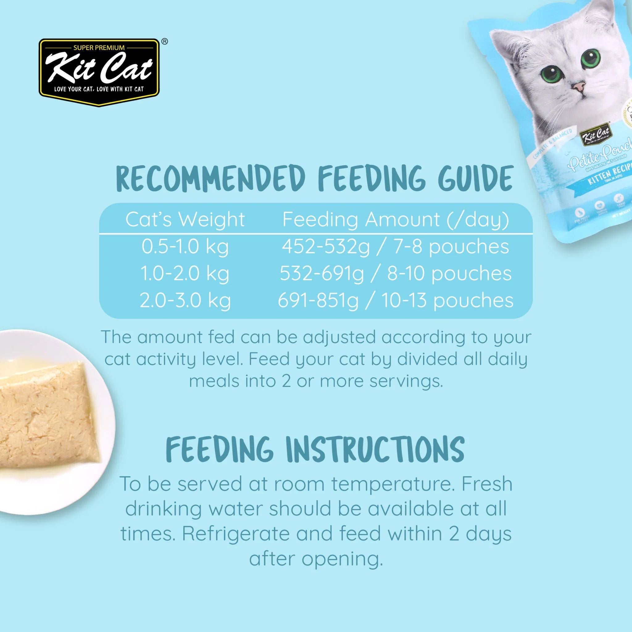 Kit Cat Petite Pouch Complete & Balanced Wet Cat Food - Kitten Tuna in Aspic 70g For Cats