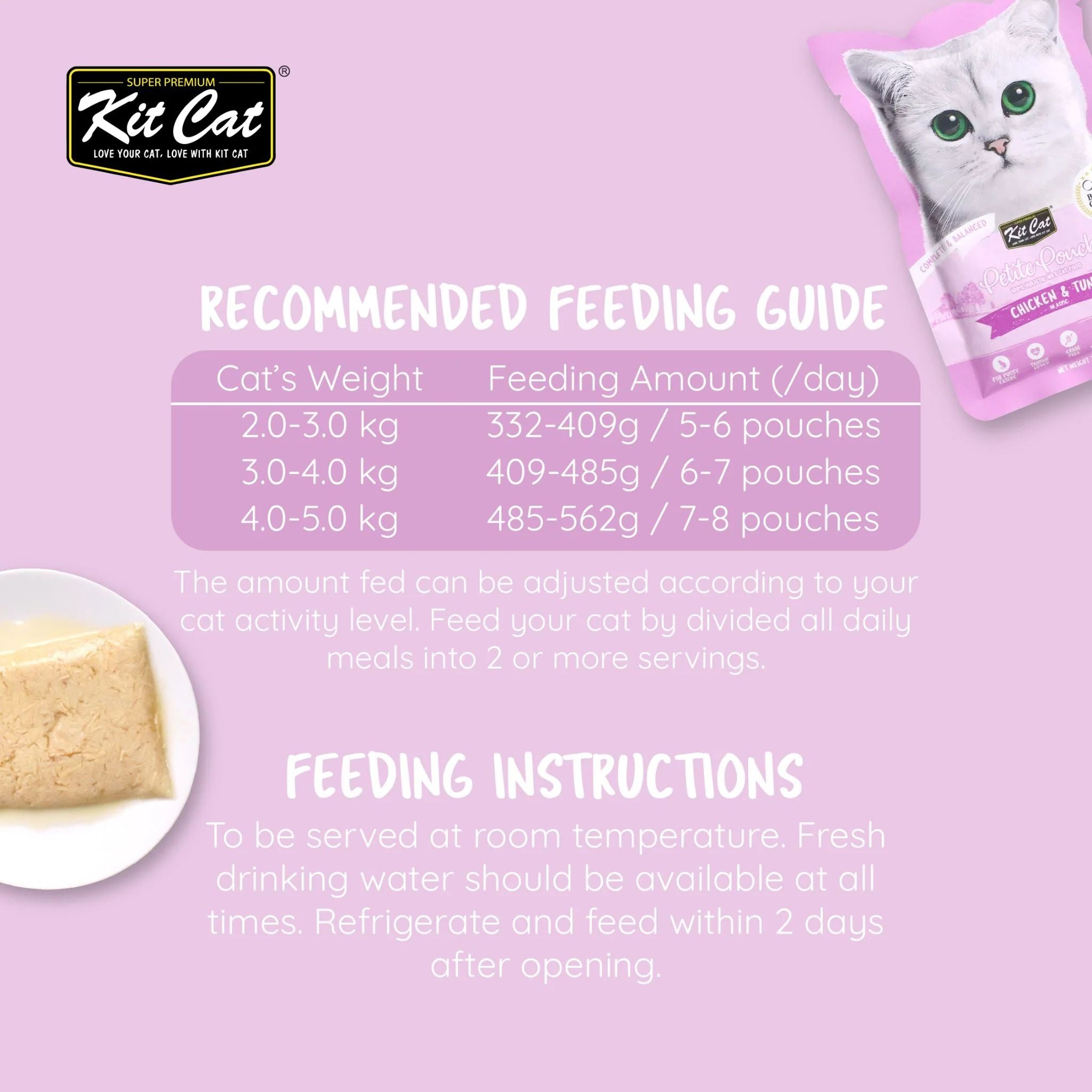 Kit Cat Petite Pouch Complete & Balanced Wet Cat Food - Chicken & Tuna in Aspic 70g For Cats