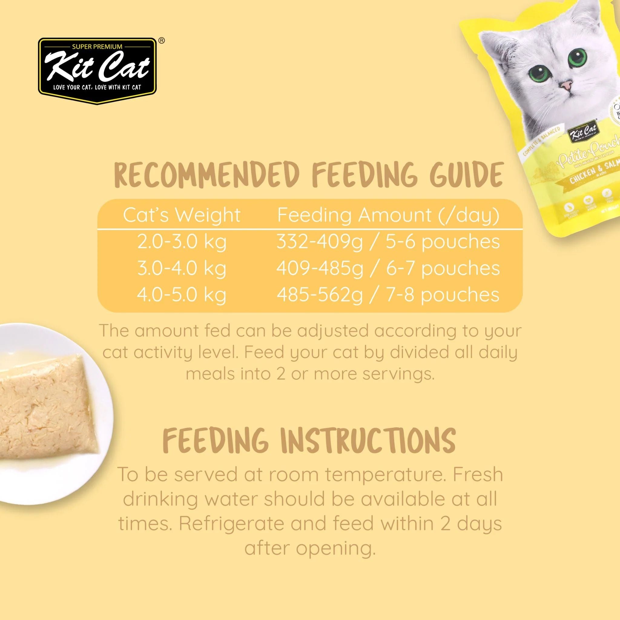 Kit Cat Petite Pouch Complete & Balanced Wet Cat Food - Chicken & Salmon in Aspic 70g For Cats