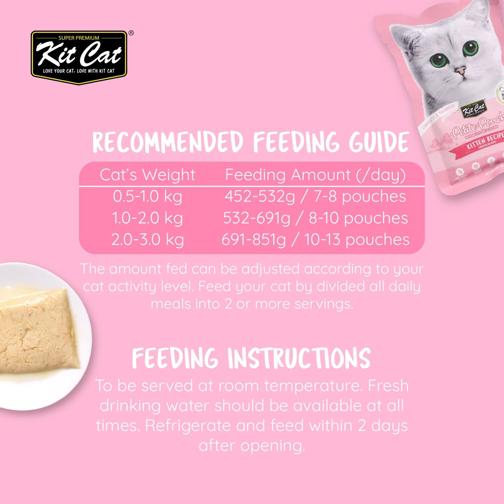 Kit Cat Petite Pouch Complete & Balanced Wet Cat Food - Kitten Chicken in Aspic 70g For Cats