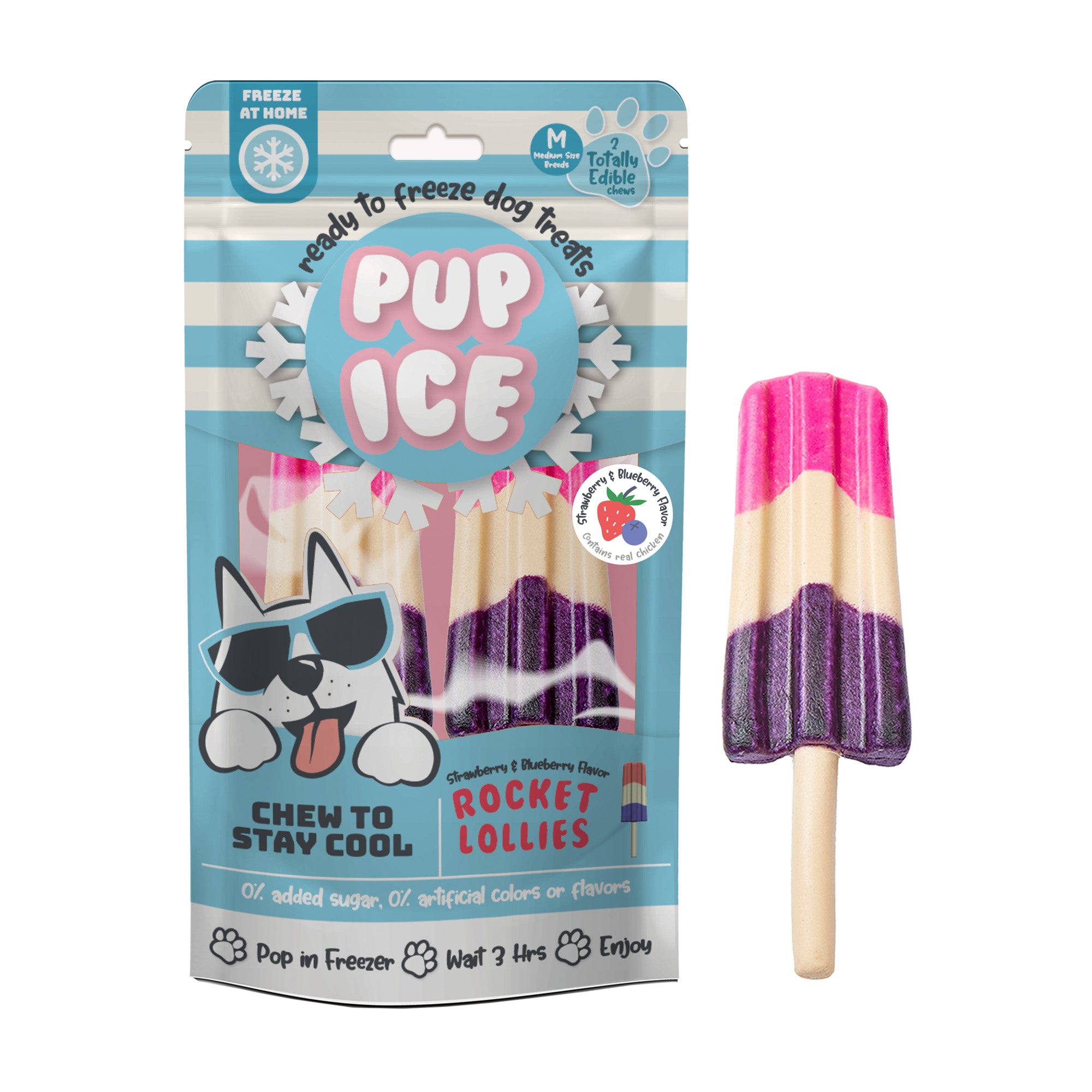 Imaginelles Pup Ice Rocket Lollies Blueberry & Strawberry 90 g - Rufftail